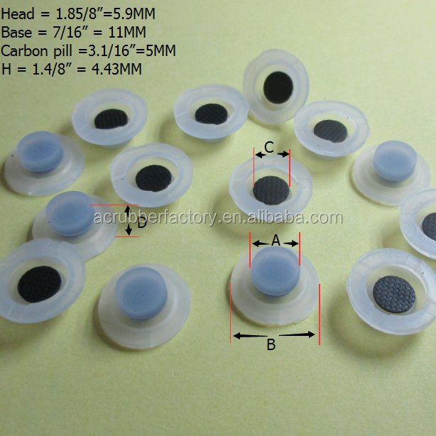 7/16\" Conductive Carbon Silicone Button 3.1/16\" Height 1.4/8\" Single Base Square Moulding Rubber Products for Seals