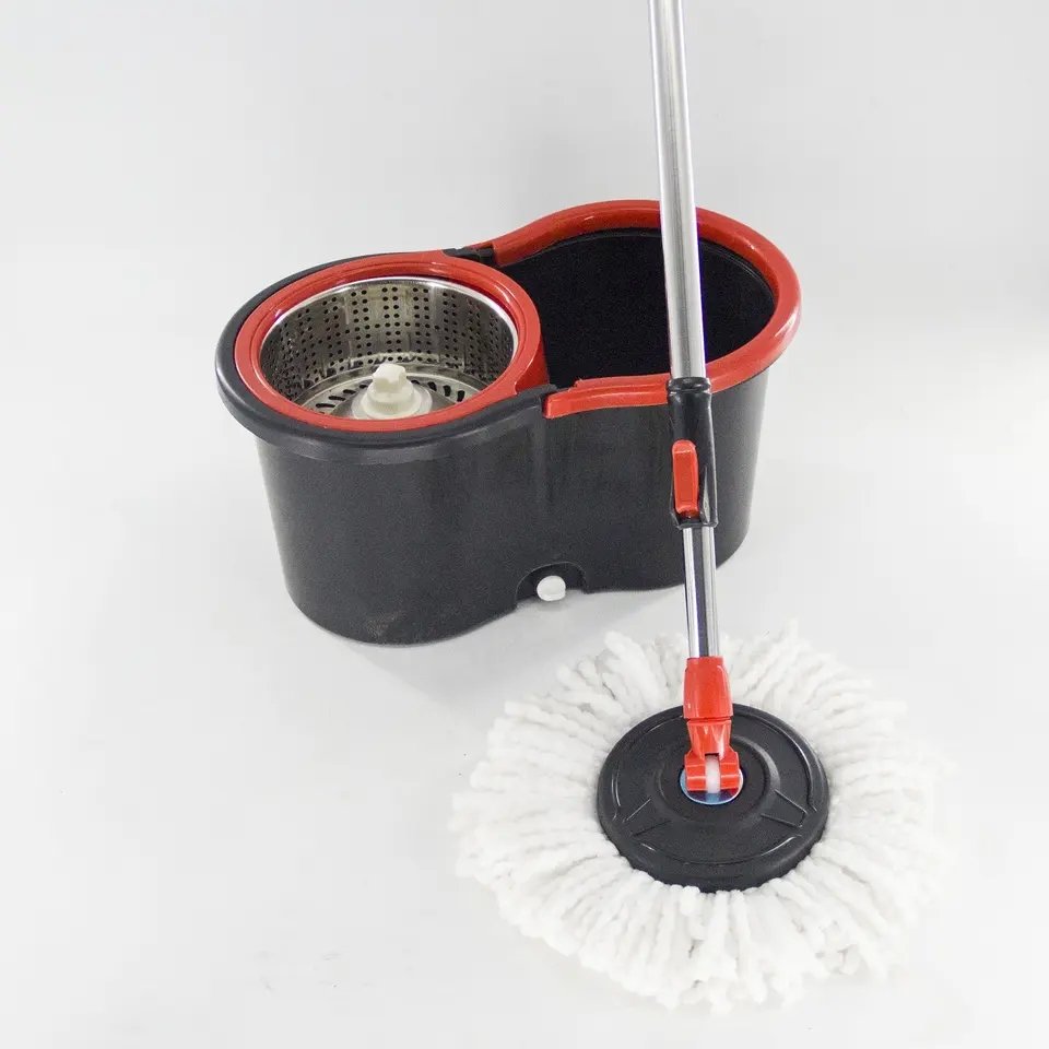Hot Selling Mops Floor Cleaning Absorbent Stick Handle Rotating Mop Set With Plastic Mop Bucket