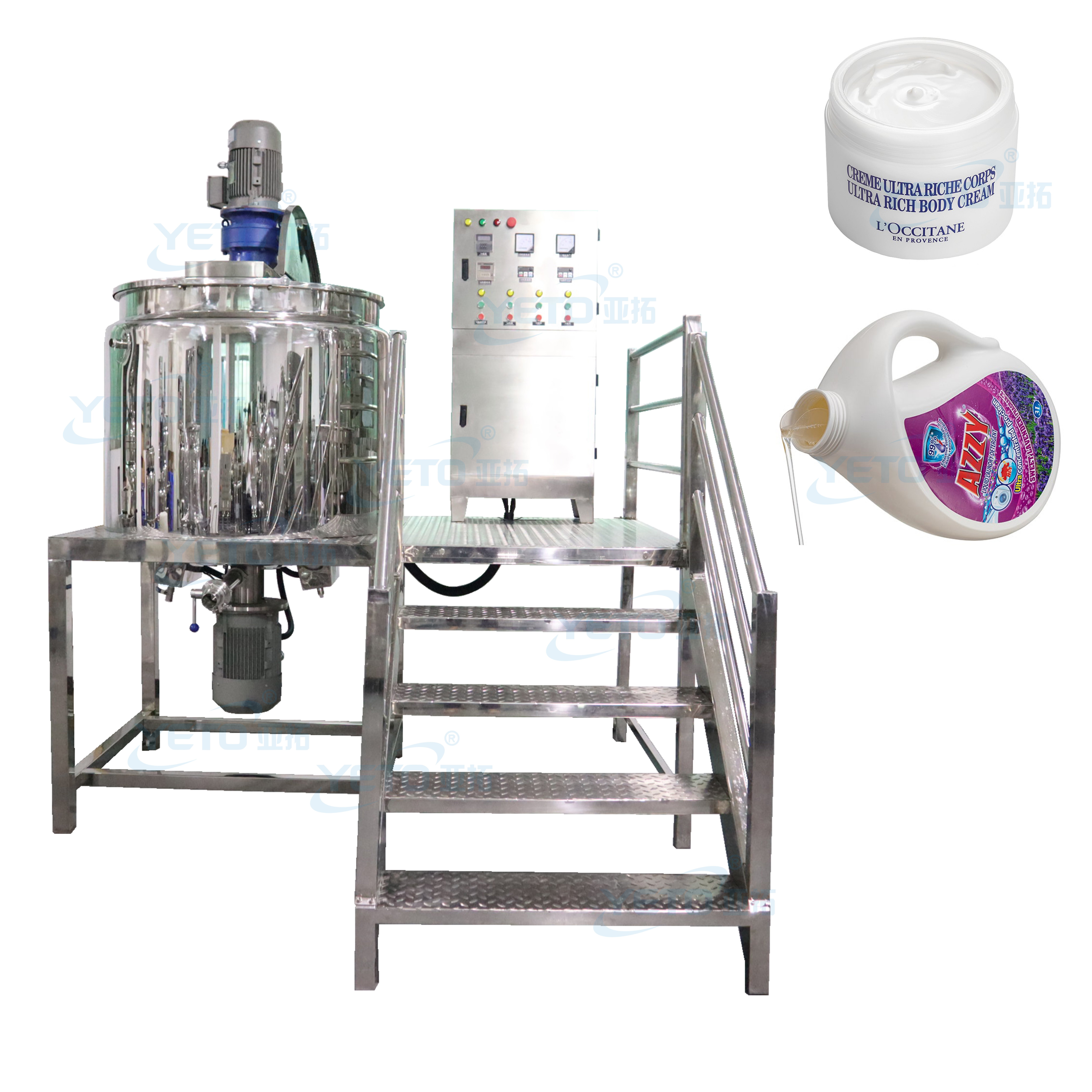 Yeto 500L Soap Shampoo Gel Salad Cake Cream Paint Color Homogenizer Mixing Blending Tank with Heat