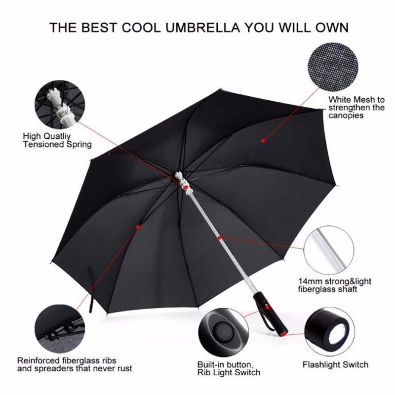 7 Colors LED Transparent Light Umbrella Golf Umbrella Rain Light Flash Night Protection Car Flash Light Transparent Umbrella