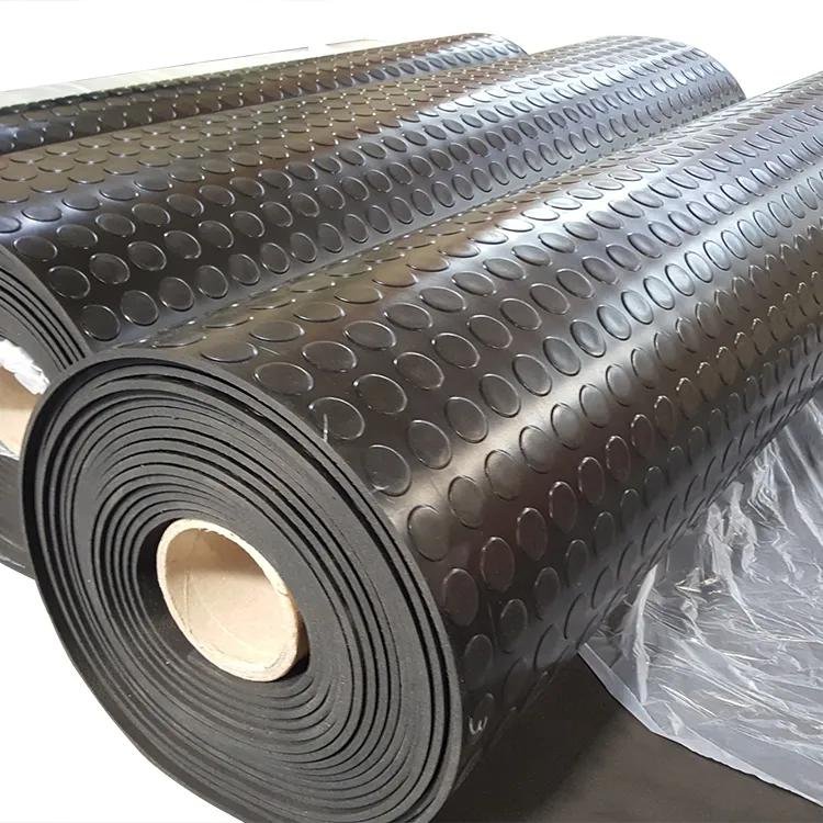 Industrial black SBR studded rubber mat rubber flooring/coin rubber sheet/garage floor