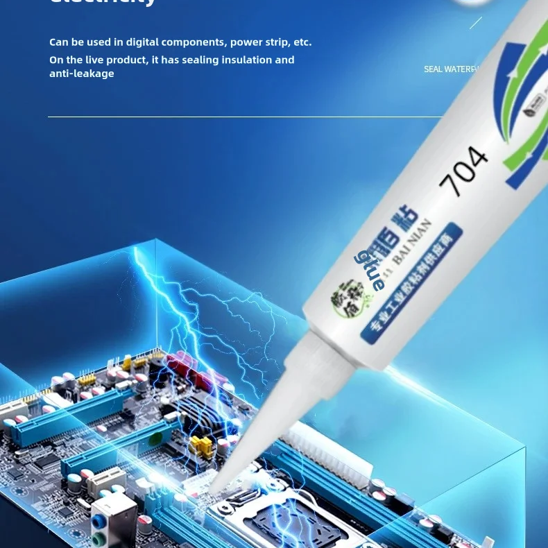Construction Packing Woodworking Transportation Adhesive RTV704 Silicone Rubber Sealant White Liquid Hard Commonly Used Leather