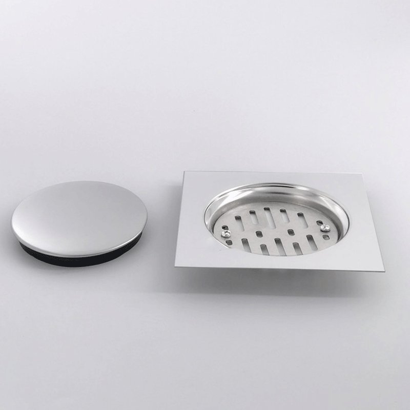 Bathroom Accessories 15 * 15 Stainless Steel Rubber Enclosure Floor Drain Bright Bathroom Balcony Drainage Floor Drain