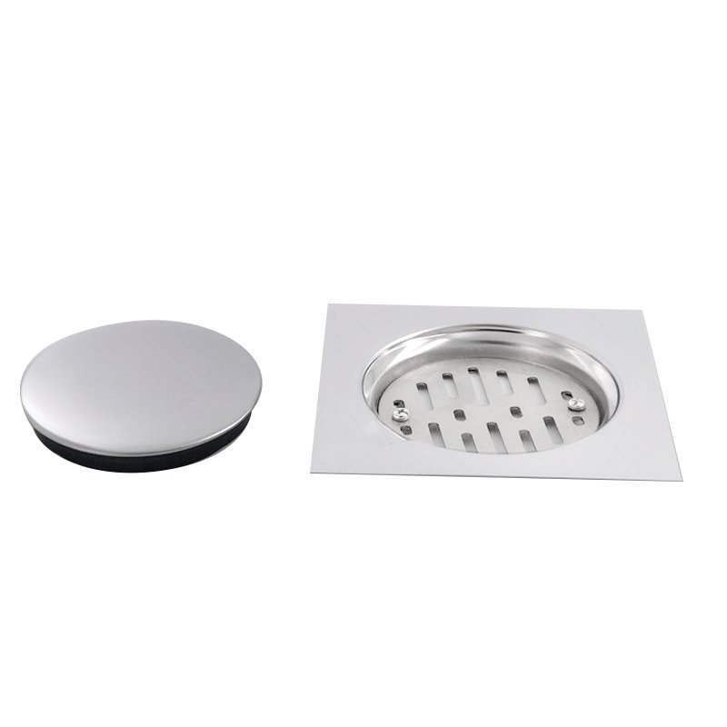 Bathroom Accessories 15 * 15 Stainless Steel Rubber Enclosure Floor Drain Bright Bathroom Balcony Drainage Floor Drain