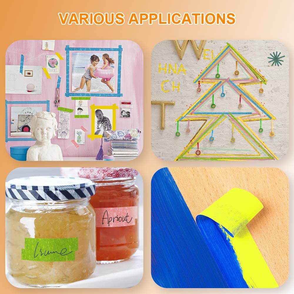 Cars Detailing Adhesive Paper&Film Glossy Paper Washi Tape,Automotive Masking Tape Yellow Painters Tape,Vehicles Auto Paint Tape