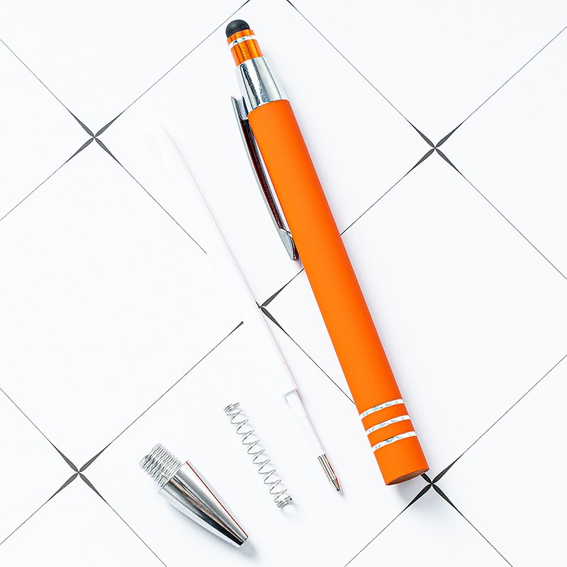 New press rubber plastic spray ballpoint pen for mobile phone touch screen handwriting pen printing logo aluminum rod pen