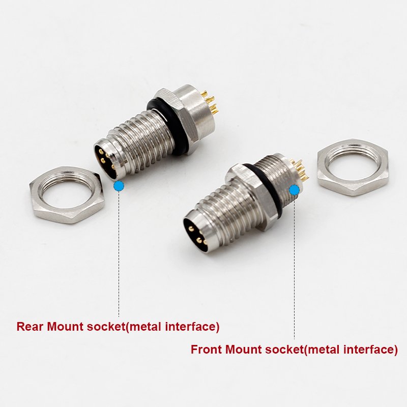M8 Bullet Type Front Panel Mount Female Solder Connector 3 4 5 6 8 Pins M8 Control Systems Metal Bulkhead Waterproof Connector