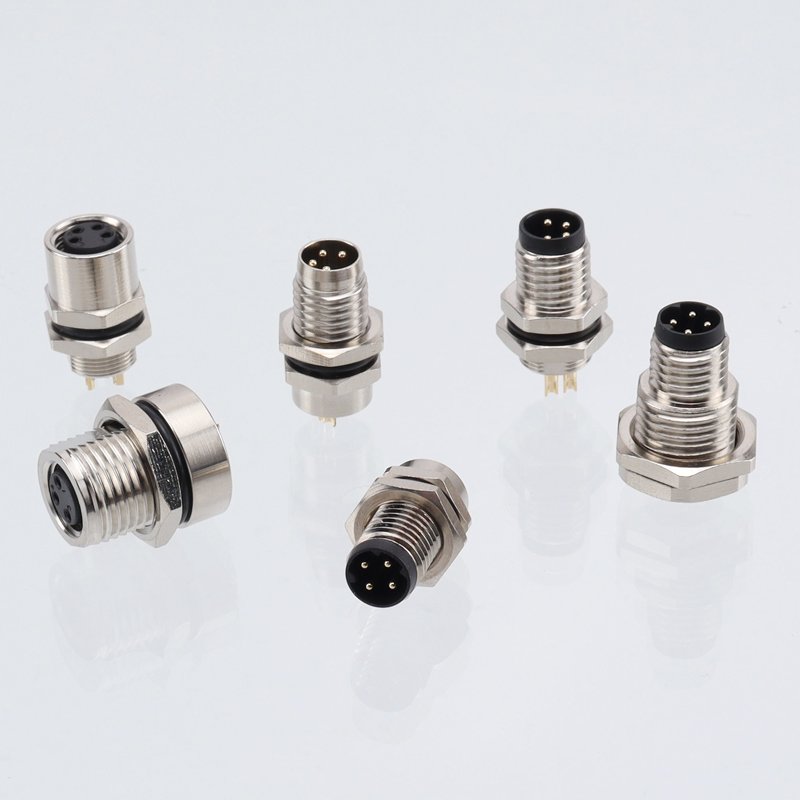 M8 Bullet Type Front Panel Mount Female Solder Connector 3 4 5 6 8 Pins M8 Control Systems Metal Bulkhead Waterproof Connector