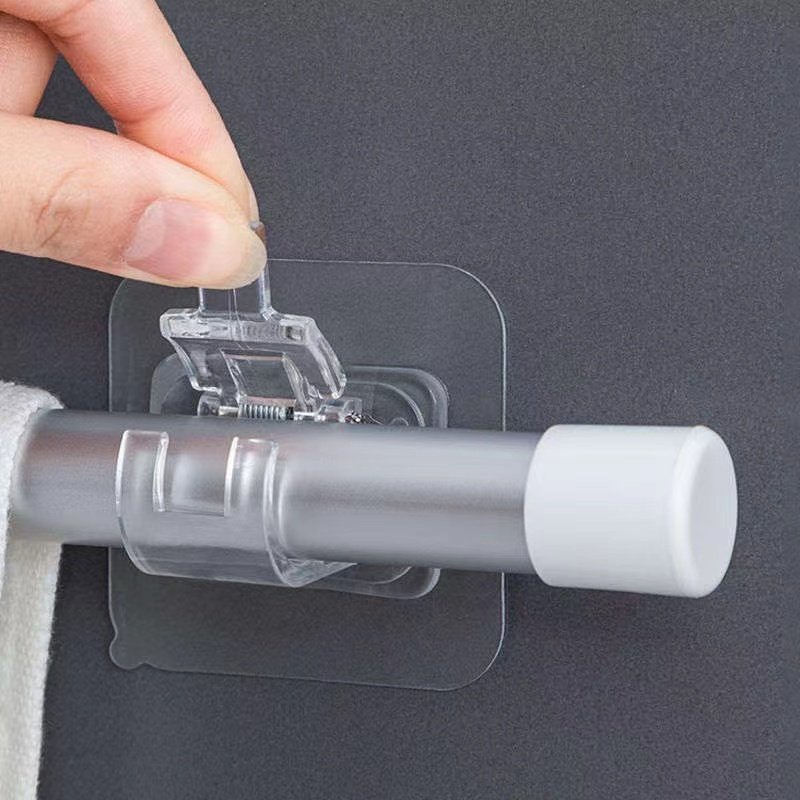 Curtain Rod Bracket Hook Seamless Adjustable Transparent Wall Bracket Self-Adhesive Rod Hanger Household Bearing Curtain Hook