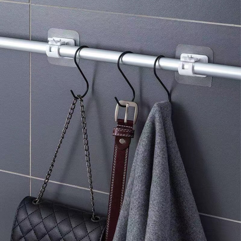 Curtain Rod Bracket Hook Seamless Adjustable Transparent Wall Bracket Self-Adhesive Rod Hanger Household Bearing Curtain Hook