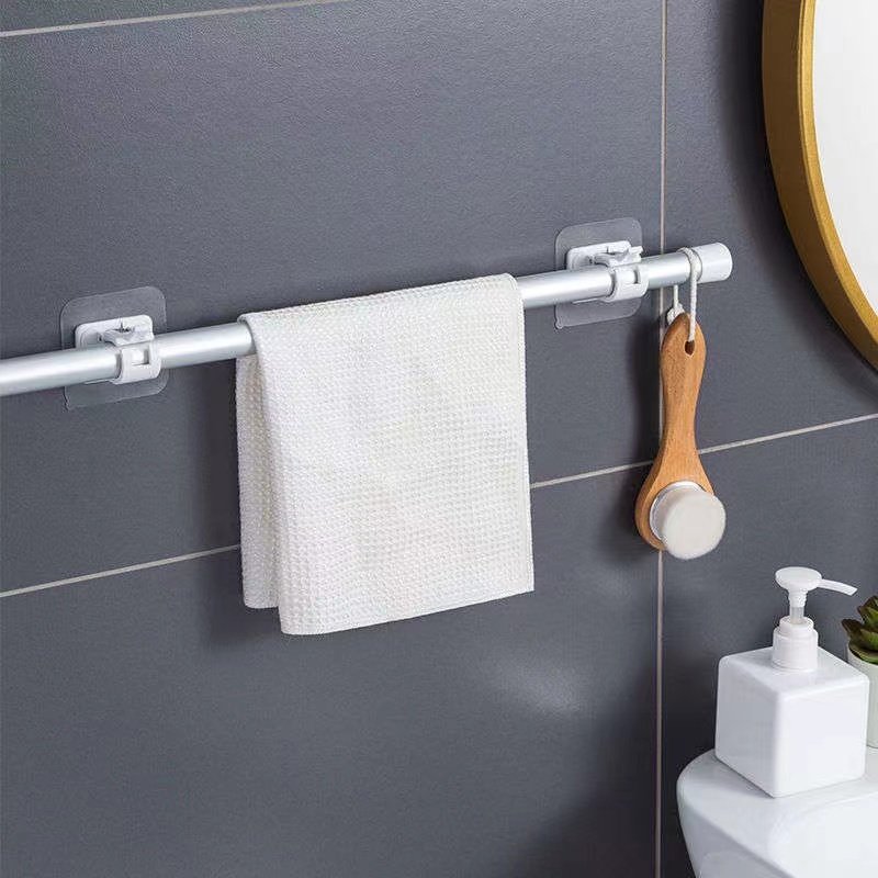 Curtain Rod Bracket Hook Seamless Adjustable Transparent Wall Bracket Self-Adhesive Rod Hanger Household Bearing Curtain Hook