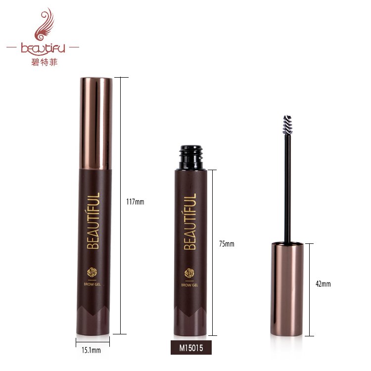 Empty 3ml 4ml 5ml luxury aluminum eyebrow mascara container,brow dye tubes with small brush,eyelash mascara tube with slim rod