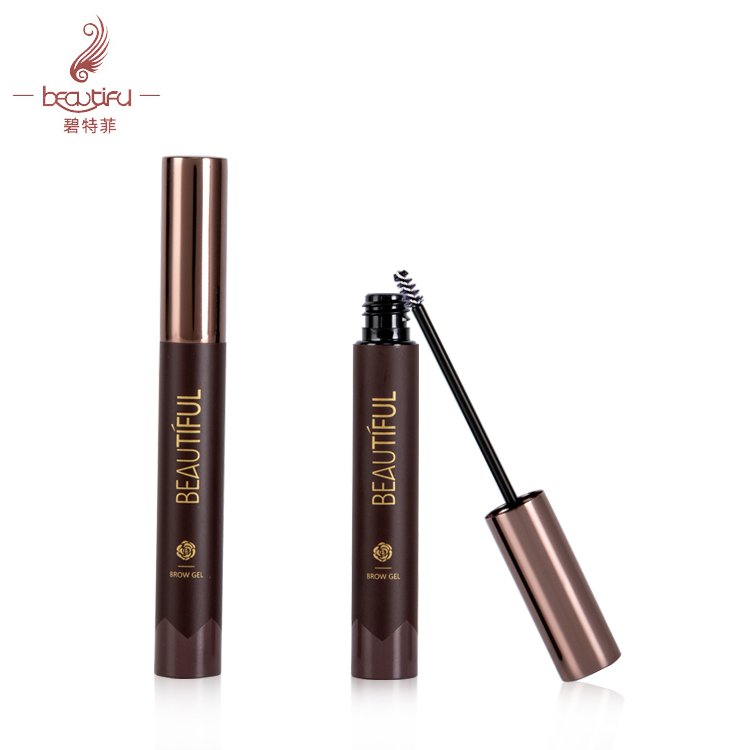 Empty 3ml 4ml 5ml luxury aluminum eyebrow mascara container,brow dye tubes with small brush,eyelash mascara tube with slim rod