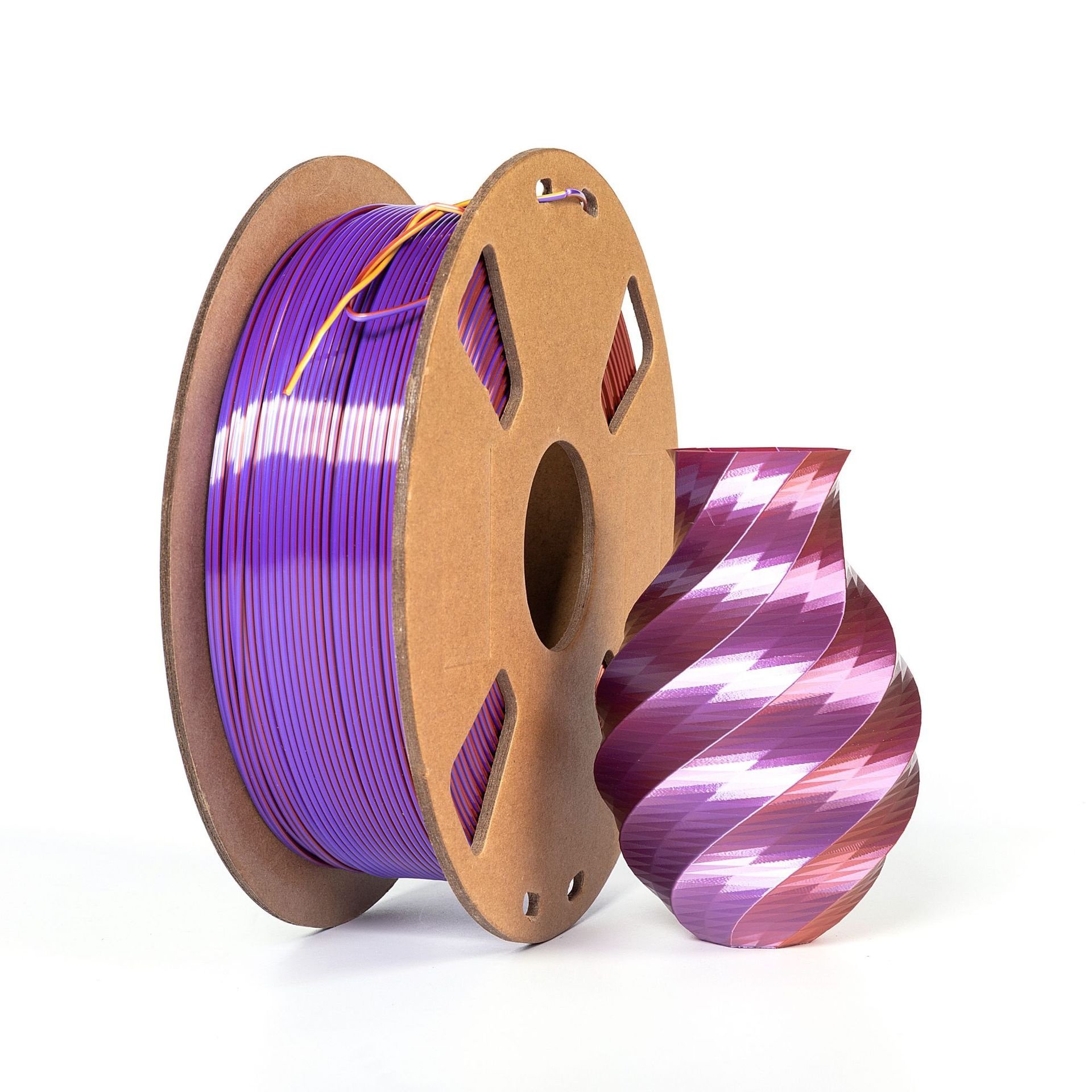 Silk Tri-Colors Coextrusion 3D Printer Filament 1Kg 1.75Mm Rainbow Flexible PLA 3D Printing Plastic Rods 3D Printer Pla Filament