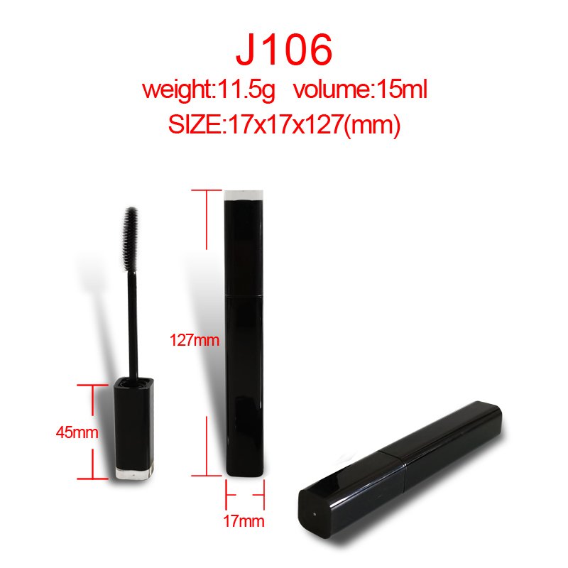 J106 In stock Wholesale 15ml Plastic Black pink empty mascara wand tube bottle mascara packaging tube with mascara brush