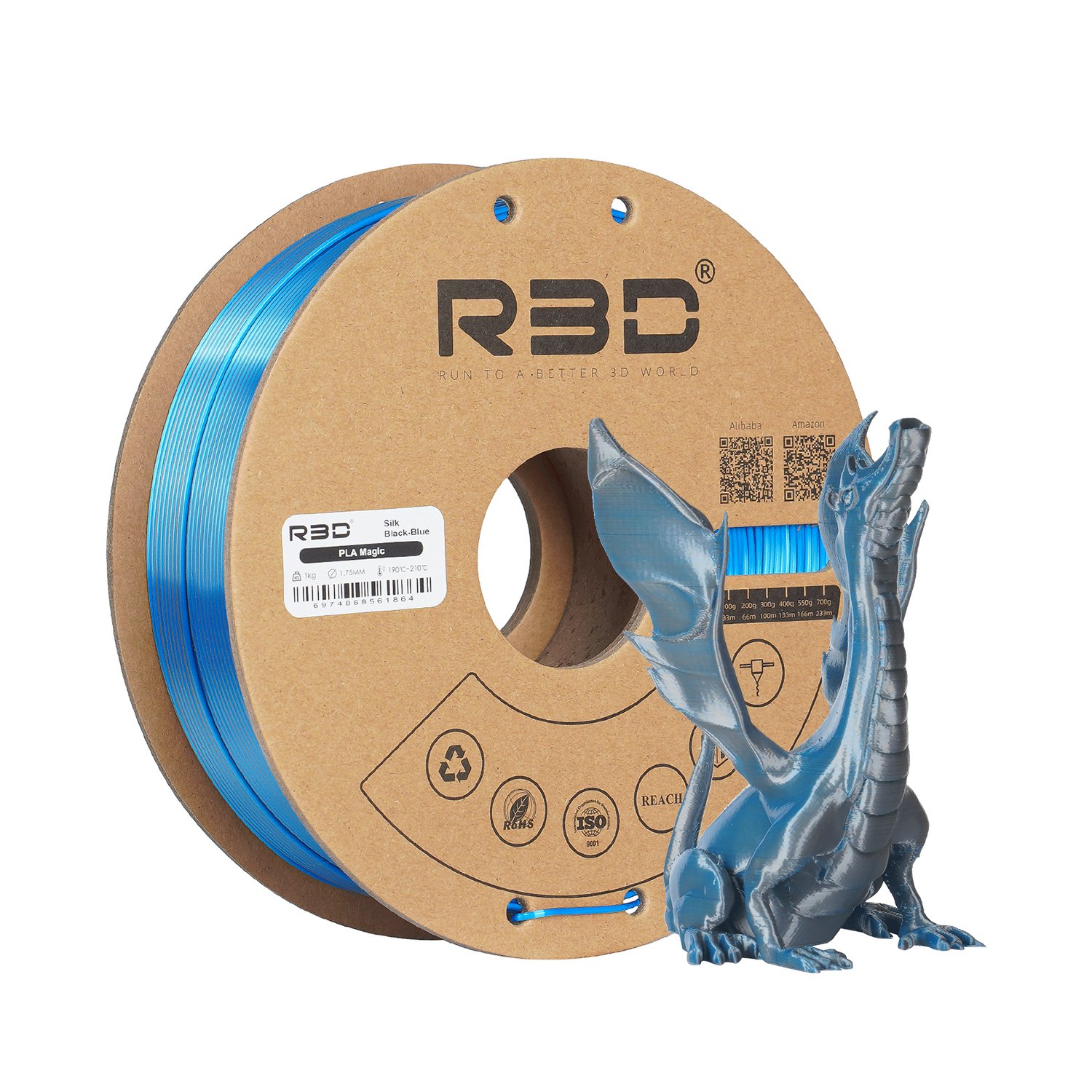 R3D NEW Two Tone Magic PLA Quantum Filament 1.75mm 1KG Silk