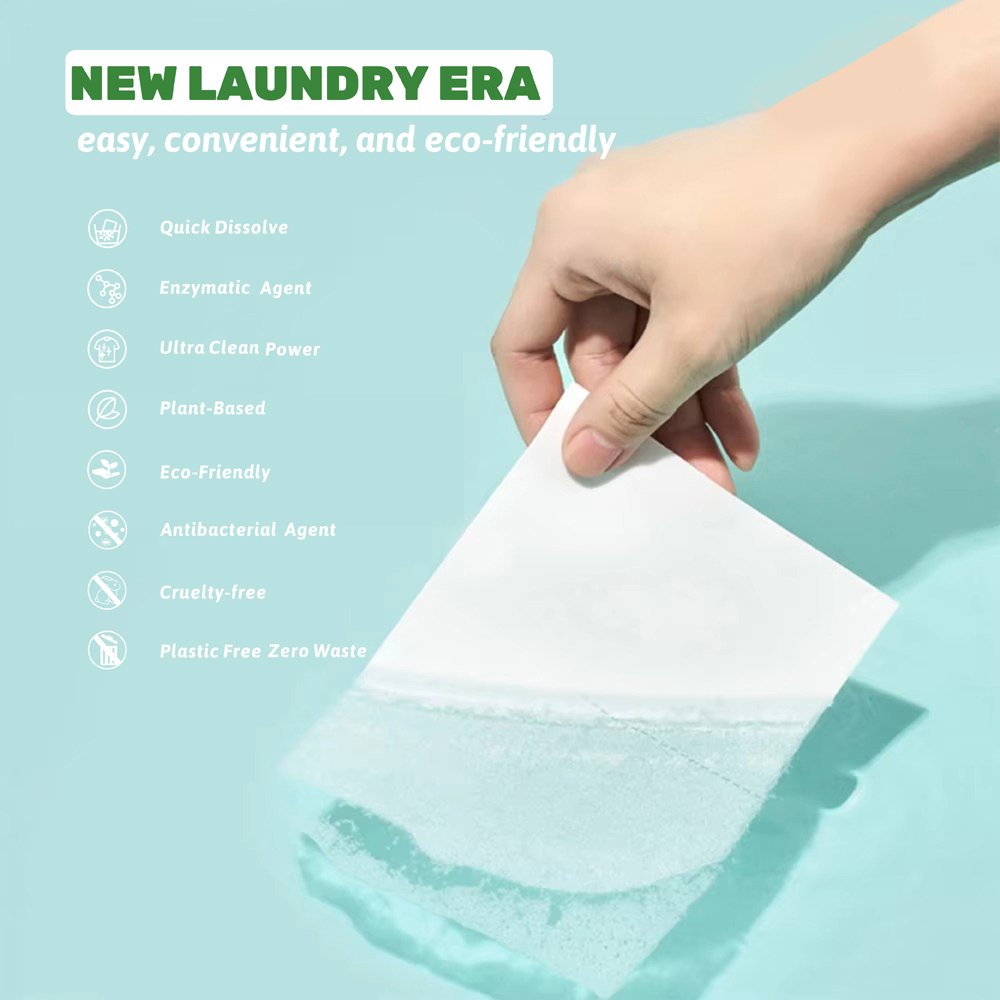 Wholesale Bulk Natural Disposable Laundry Detergent Sheets Solid Soap Natural Biodegradation Laundry Tablets for Washing Clothes