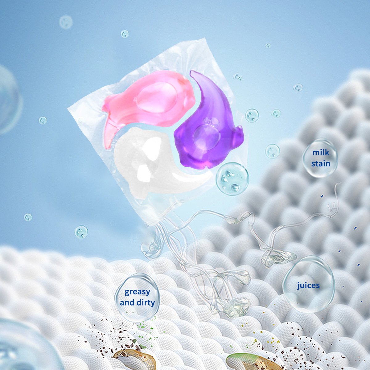 OEM ODM Eco-Friendly Laundry Detergent Soap Beads Lemon and Lavender Scented Washing Pods Capsule for Cleaning Clothes