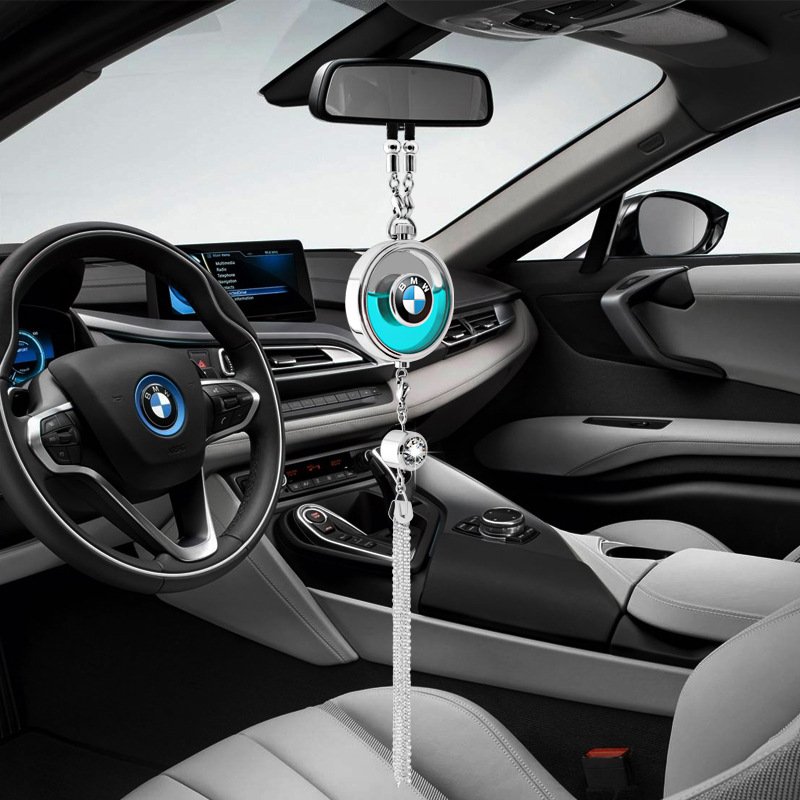 Car pendant perfume metal empty bottle Car logo odor removal aromatherapy hanging ornament ornament