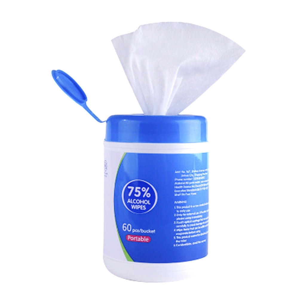 Lids and Canisters Wipes Hand Disinfecting Bucket Wet Wipes 75% Alcohol Plastic Customized 80pcs Adults Household Non-woven