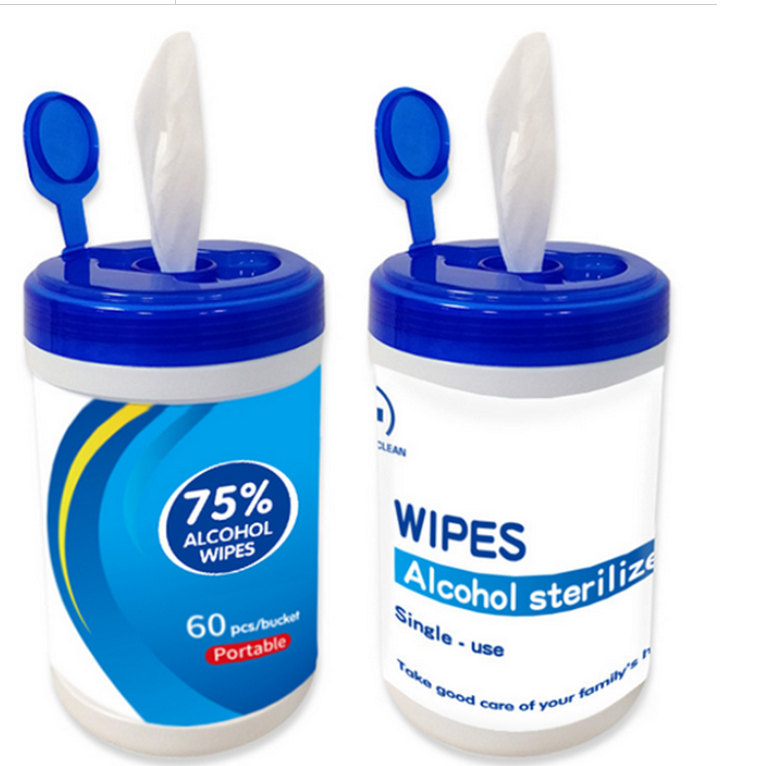 Lids and Canisters Wipes Hand Disinfecting Bucket Wet Wipes 75% Alcohol Plastic Customized 80pcs Adults Household Non-woven