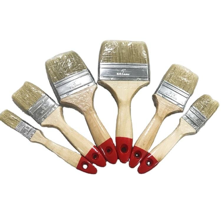 High Quality Pure Bristles Household Daily Paint Brush 1in 1.5in 2in 3in 5in With Wooden Handle Wall Paint Brush Holder
