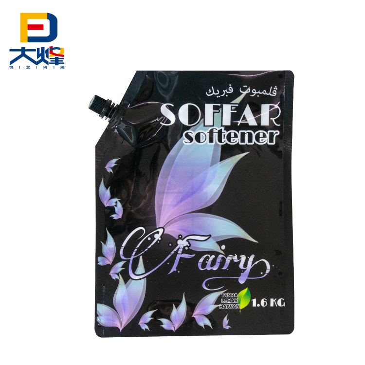 Pet Pp Al Plastic Printed Custom Stand Up Barrier Packaging Pouch Bag With Corner Spout For Daily Chemical Automatic Packing
