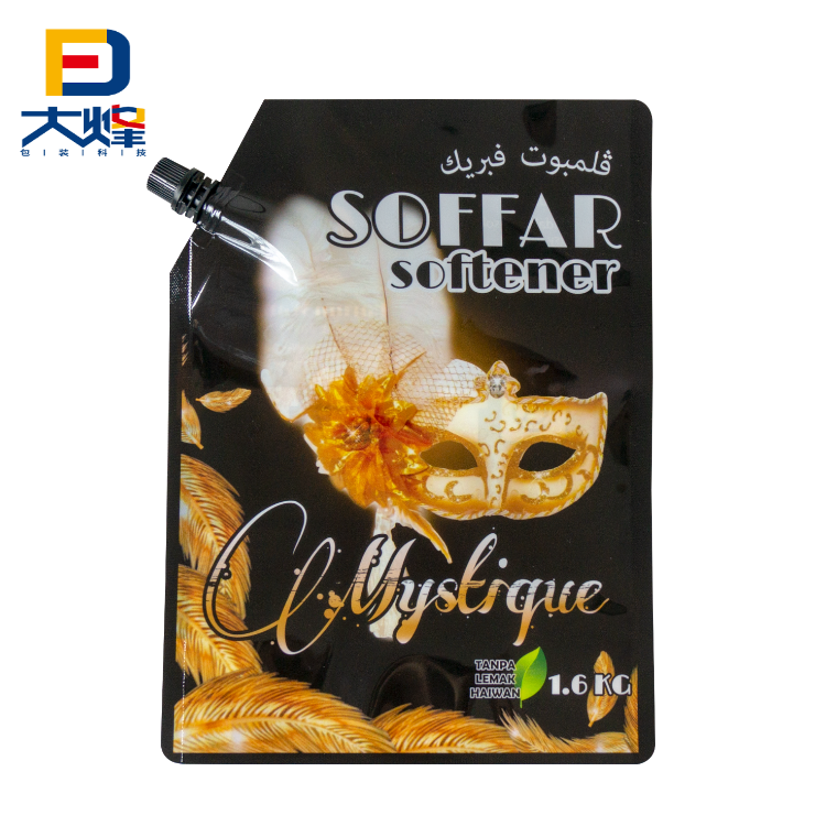 Pet Pp Al Plastic Printed Custom Stand Up Barrier Packaging Pouch Bag With Corner Spout For Daily Chemical Automatic Packing