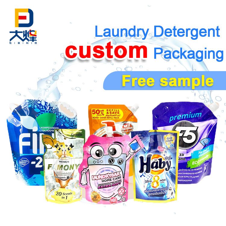 Pet Pp Al Plastic Printed Custom Stand Up Barrier Packaging Pouch Bag With Corner Spout For Daily Chemical Automatic Packing