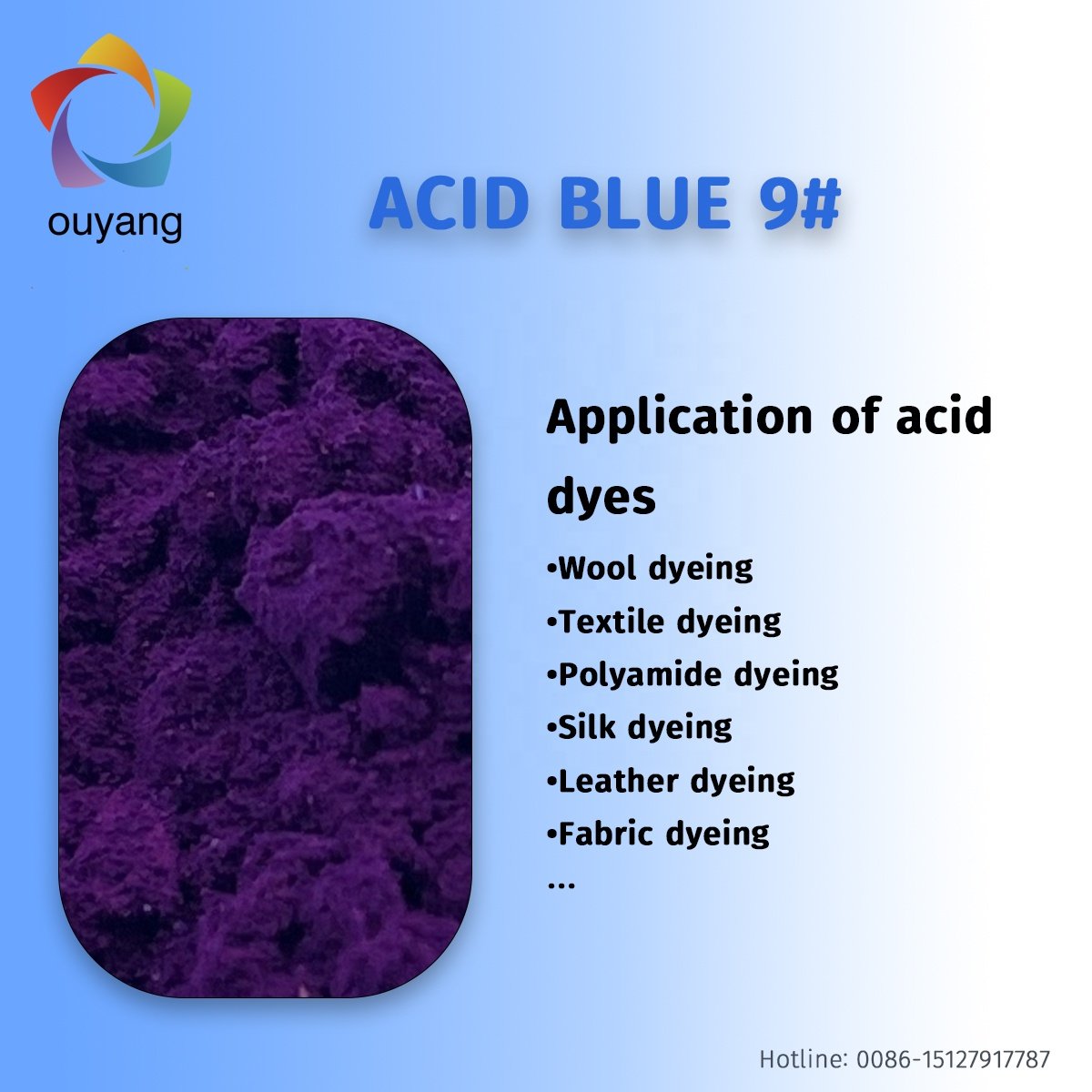 All dyeing is good and the whitening is good Daily chemical coloring agent Acid Blue 9 Brilliant blue FG(CAS:2650-18-2)