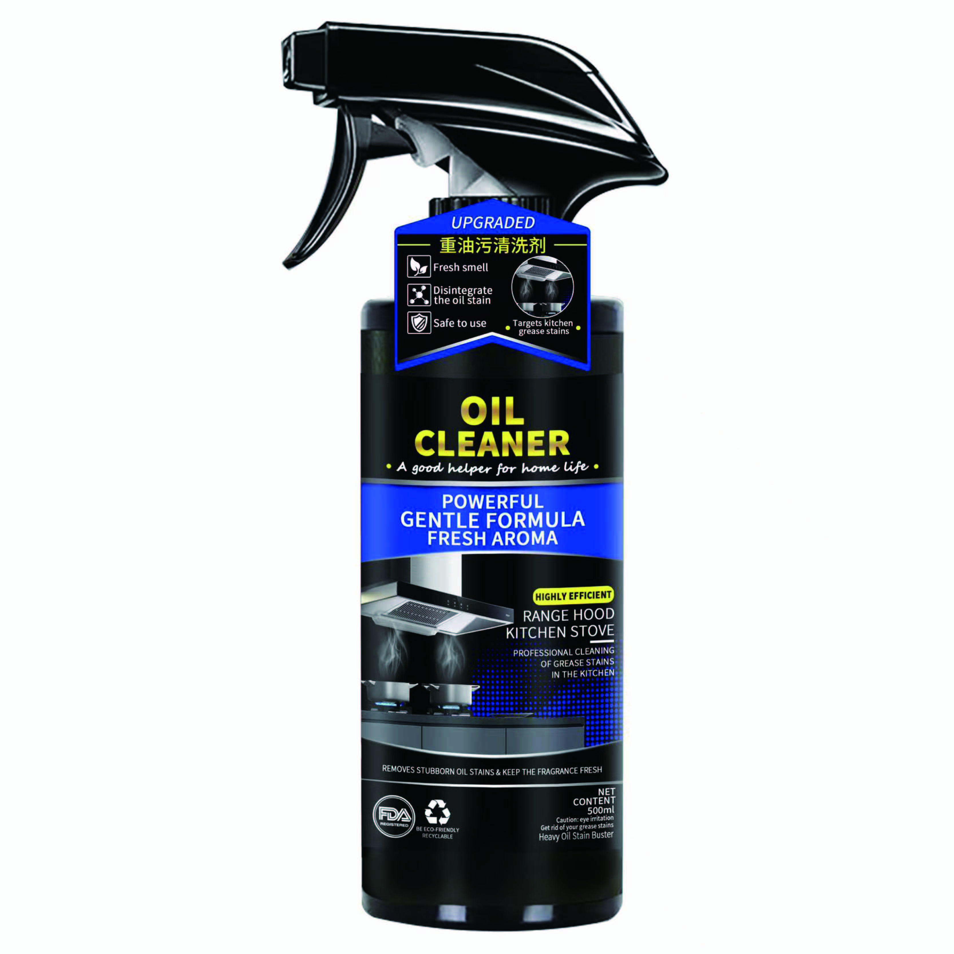 500ml Spray Bottle Foaming Kitchen Degreaser Spray for Kitchen Surfaces, Trays & Pans