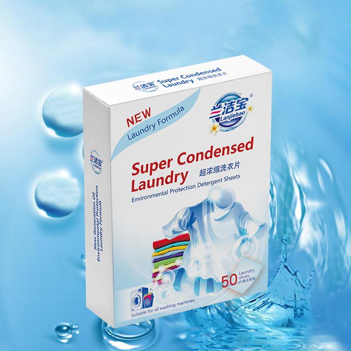 ZERO chemical residue low foam odors removing portable detergent strips for machine wash