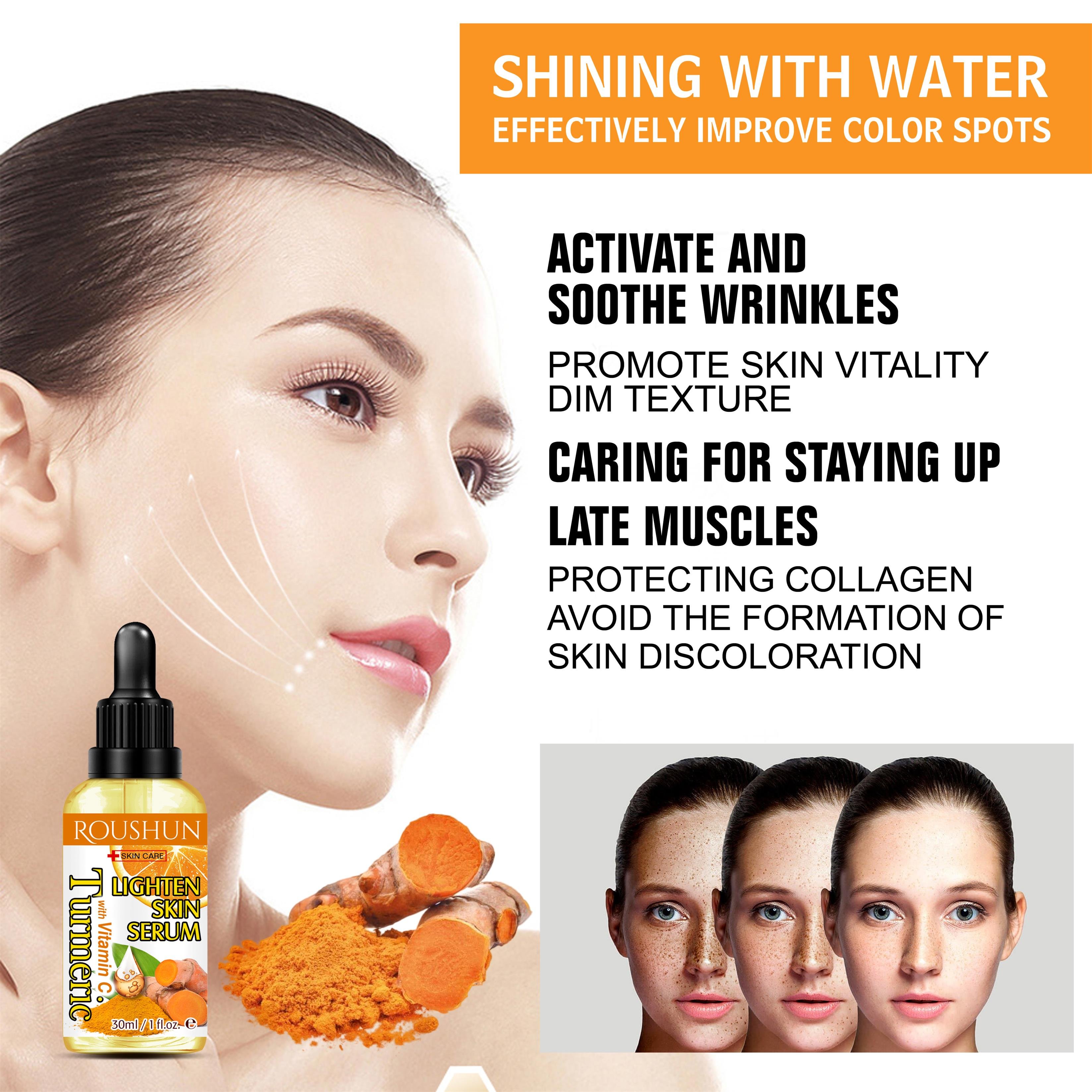 ROUSHUN Skin Care Lightening Brightening Turmeric Oil Facial Serum Essence