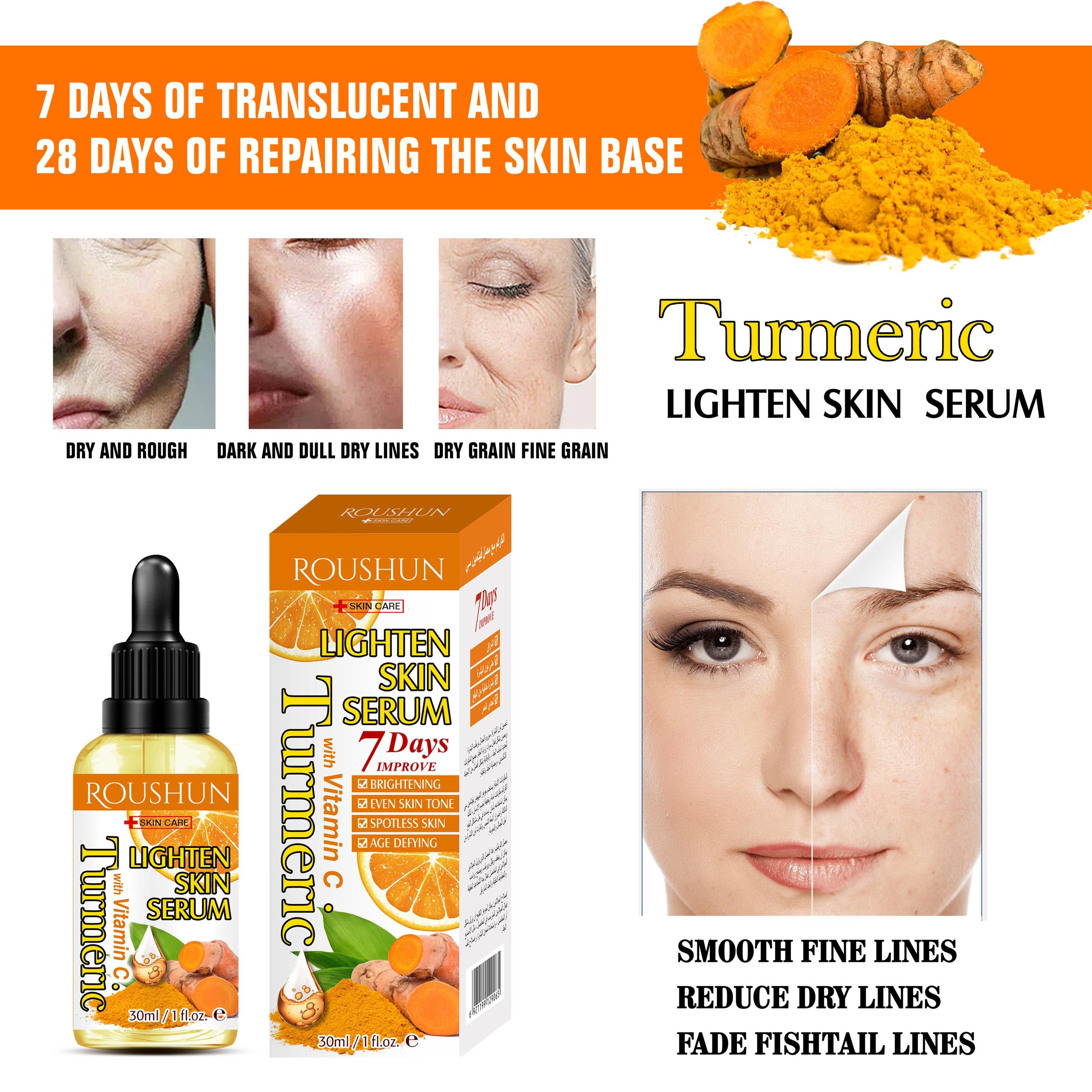 ROUSHUN Skin Care Lightening Brightening Turmeric Oil Facial Serum Essence