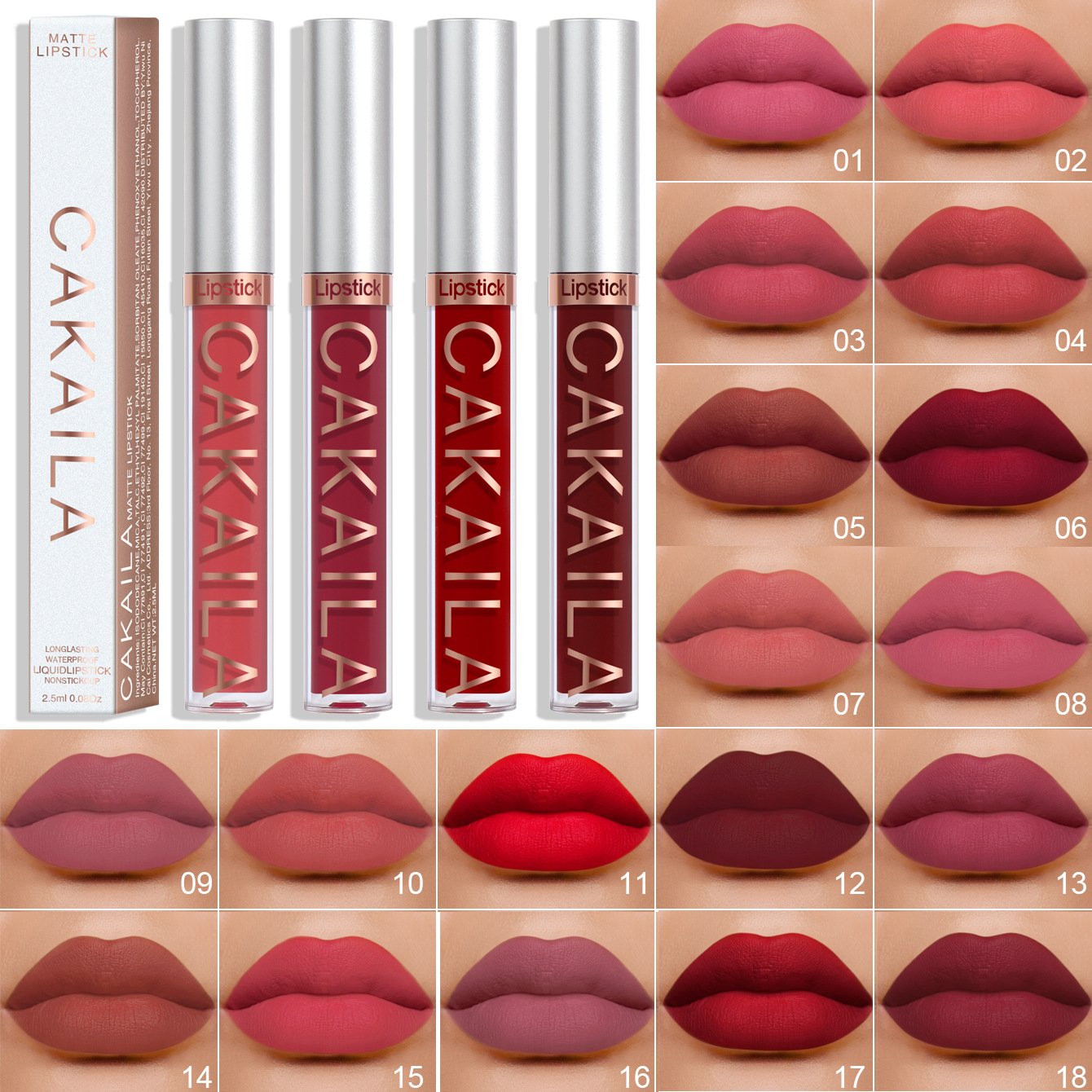 Wholesale Daily Makeup Matte Liquid Lip Gloss 18 Colors Long Lasting Waterproof Moisturizing Cosmetics Lip Gloss