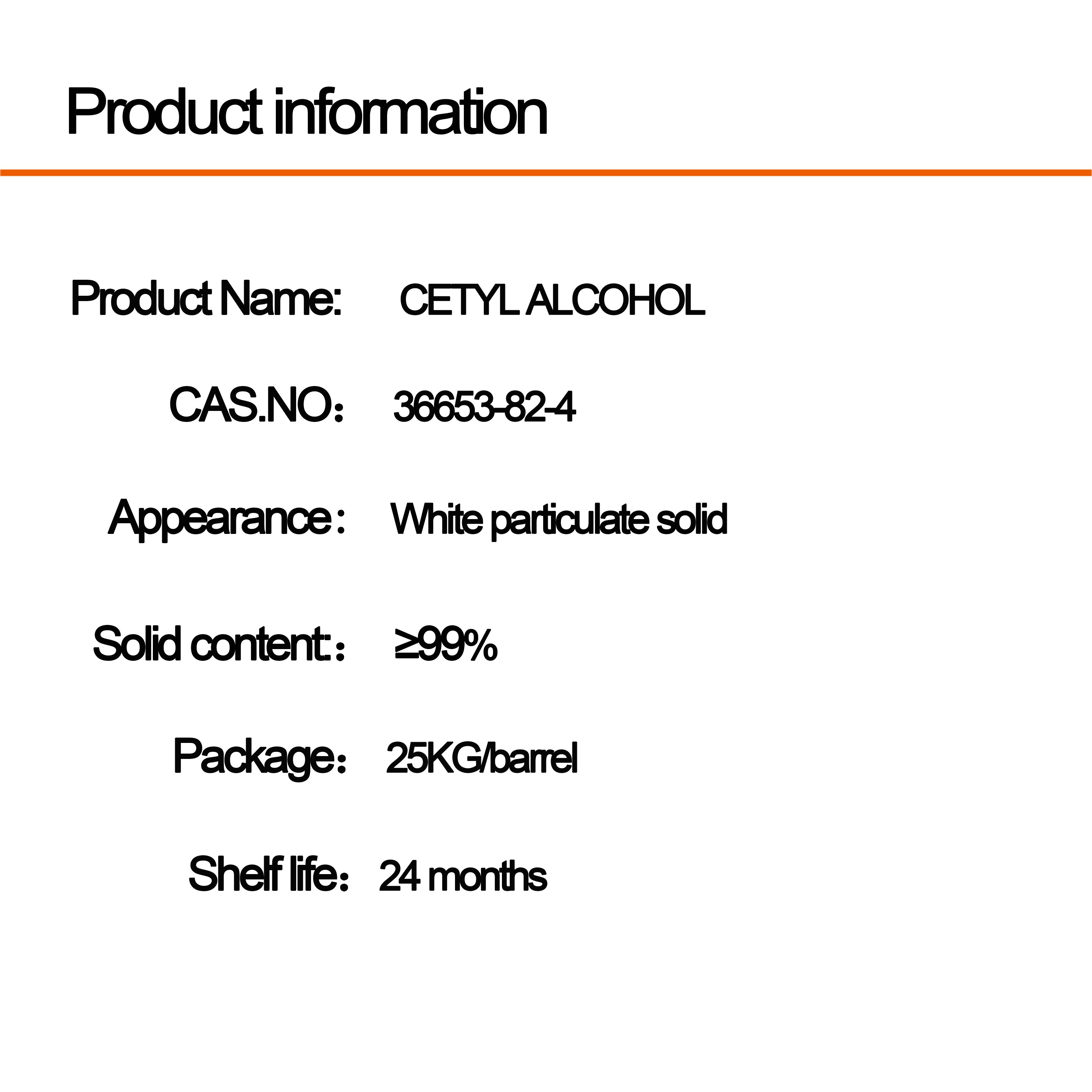 CETYL ALCOHOL CAS 36653-82-4 C16 Hexadecanol Fatty alcohol Daily chemicals Cosmetic Raw Materials Factory price