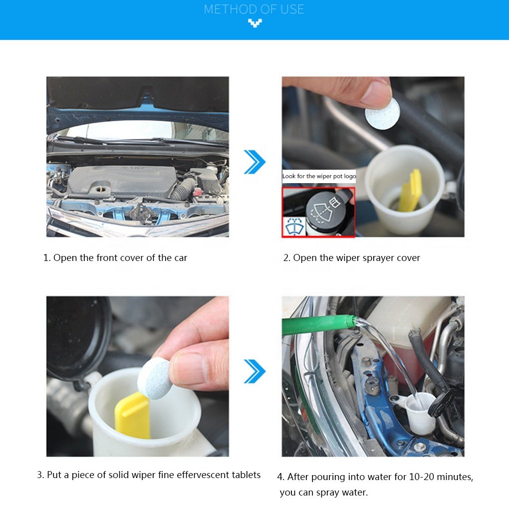 Natural Organic Cleaning Tablets Glass Cleaning Effervescent Water Windshield Cleaning Tablet