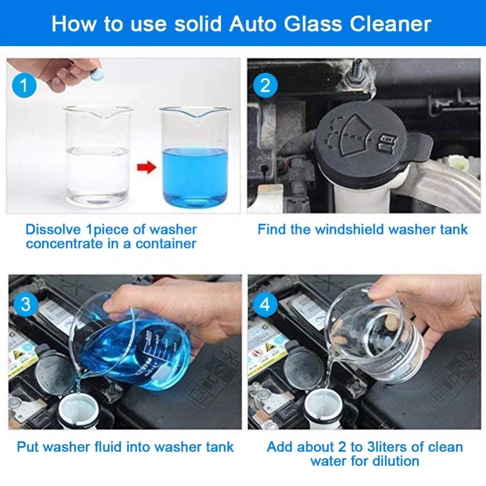 Natural Organic Cleaning Tablets Glass Cleaning Effervescent Water Windshield Cleaning Tablet