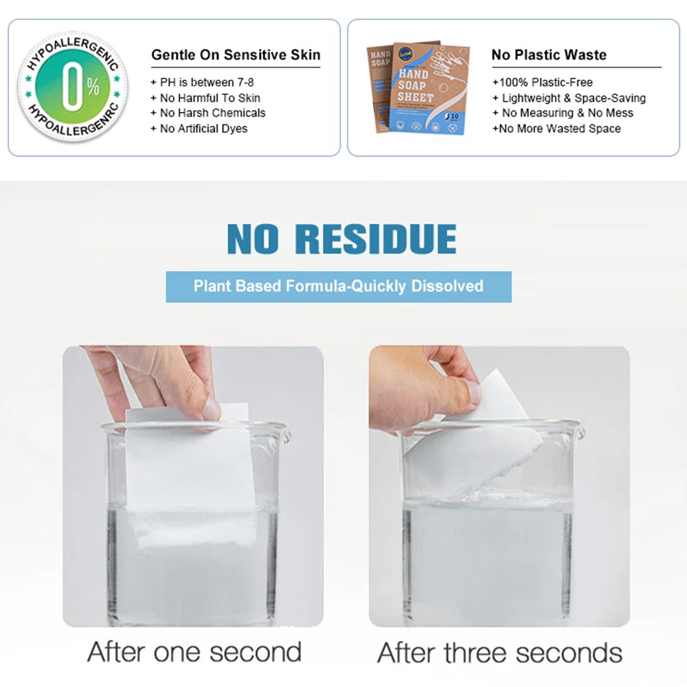 Gentle & Moisturizing Foaming Hand Cleaner Biodegradable Hand Wash Daily Clean Solid Hand Soap Paper