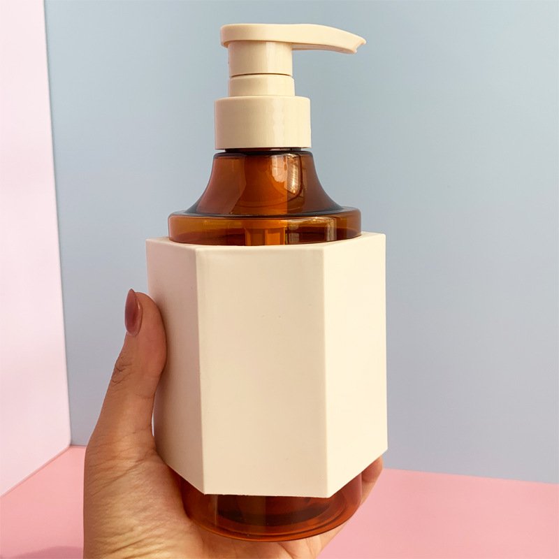 Customized PET 500ml hexagonal shampoo bottle new type of care bottle daily chemical packaging card cover bottle