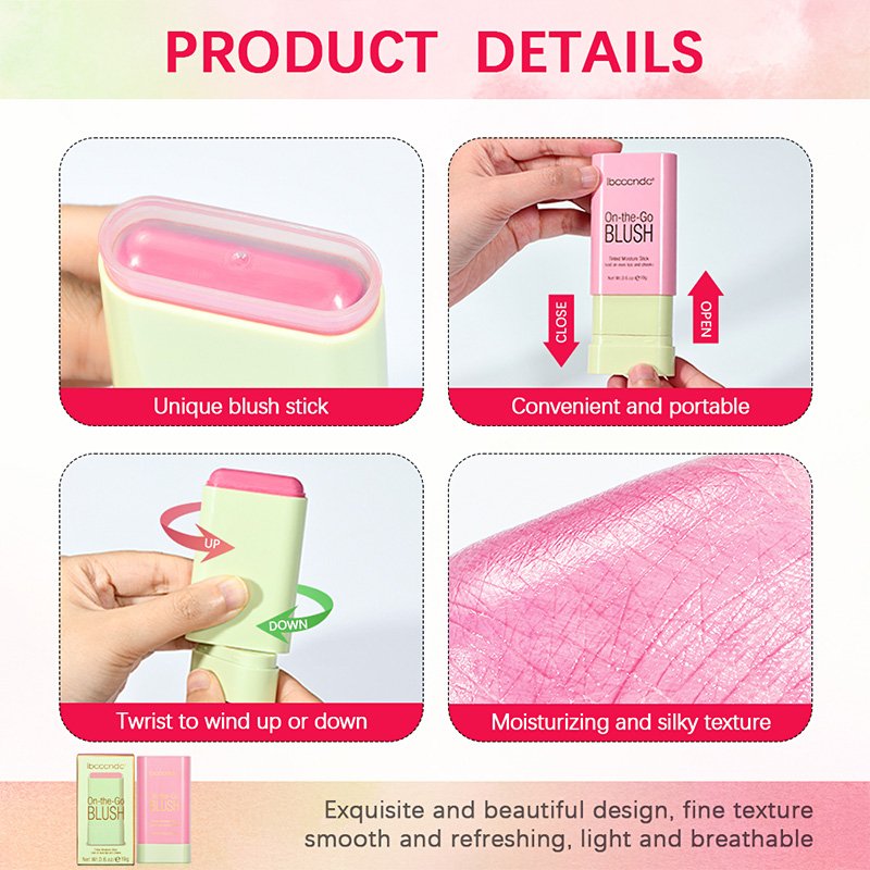 2-In-1 Waterproof Sweat-Proof Portable Long Lasting Rose Soft Cream Blush Private Label Custom Logo Matte Mineral Blush