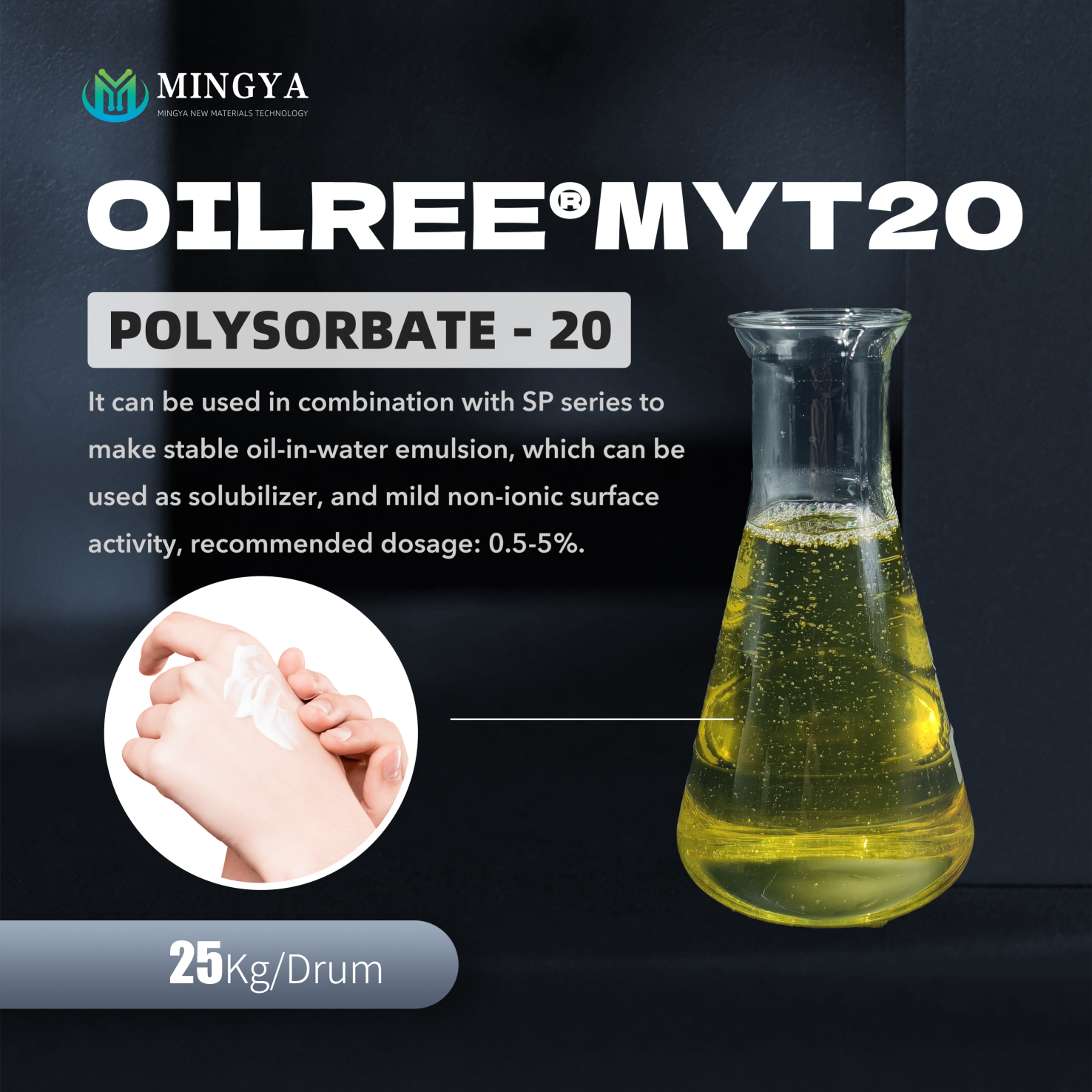 Mingya Cosmetic Raw Material emulsifier tween 20 series 9005-64-5 Solubilizer polysorbate 20 liquid for daily chemicals
