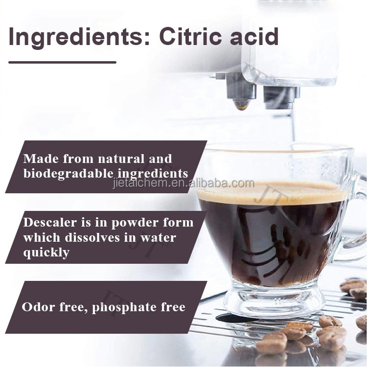 Universal coffee maker cleaner biodegradable remove limescale descaling powder