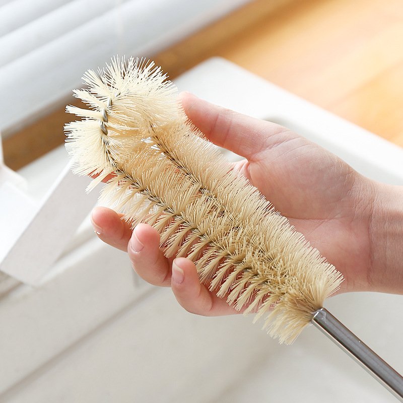 Household Daily Wooden Long Handle Baby Bottle Cup Water Bottle Cleaning Nylon Bristle Brush