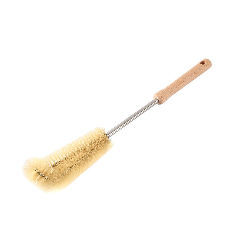 Household Daily Wooden Long Handle Baby Bottle Cup Water Bottle Cleaning Nylon Bristle Brush