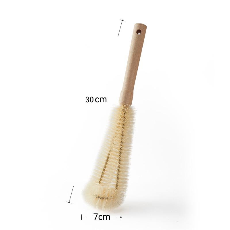 Household Daily Wooden Long Handle Baby Bottle Cup Water Bottle Cleaning Nylon Bristle Brush