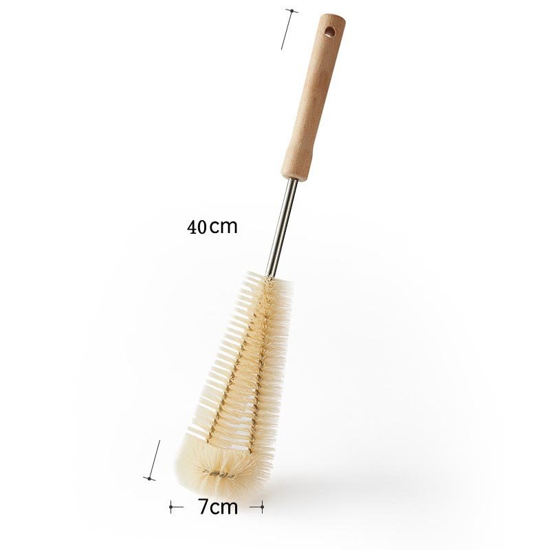 Household Daily Wooden Long Handle Baby Bottle Cup Water Bottle Cleaning Nylon Bristle Brush