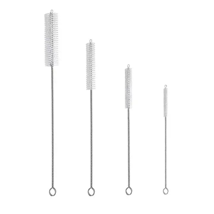 Household Daily Glass Straw Cup Brush Stainless Steel Straw Brush Pipe Cleaning Silicone Pacifier Bottle Brush