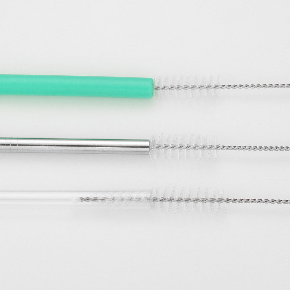Household Daily Glass Straw Cup Brush Stainless Steel Straw Brush Pipe Cleaning Silicone Pacifier Bottle Brush