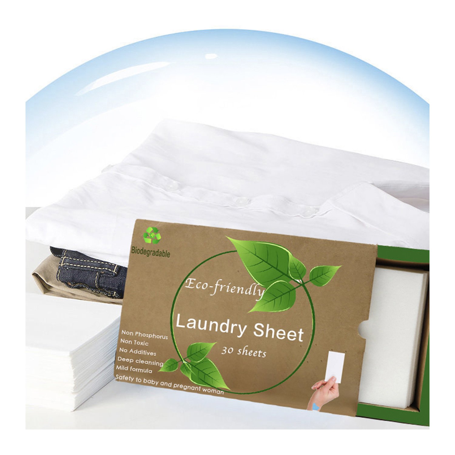 OEM/ODM Private Label Eco Friendly Natural Detergent Sheet Biodegradable Washer Soap Strips Laundry Detergent Sheets